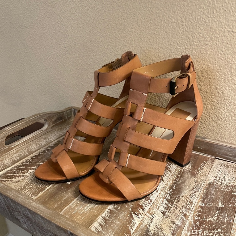 Dolce Vita Niro Gladiator Heel Tan Strappy Block Heel Sandals Size 9 - Picture 8 of 12
